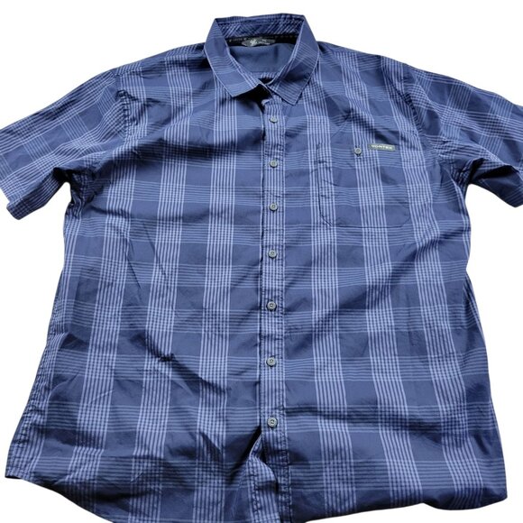 Vortex Shirt Mens 2XL Blue Button-Up Lightweight Performance Plaid Short Sleeve - Picture 1 of 7
